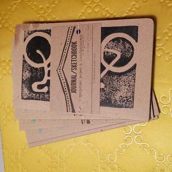 Journal Sketchbook Recycled Handprinted 5 Books 1 is unlined - Picture 6 of 8